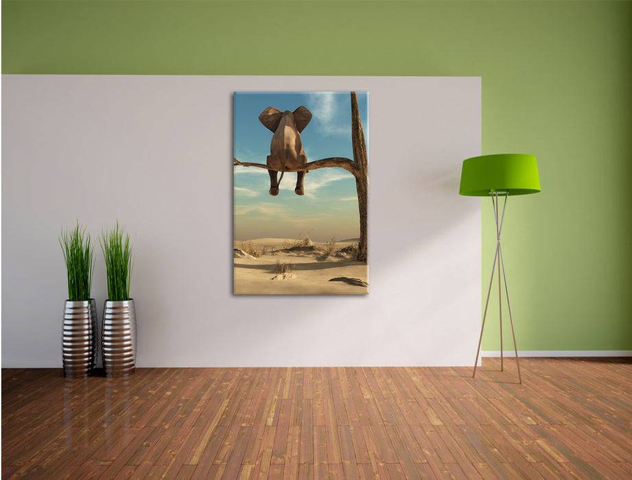 Pixxprint Elefant auf Ast, Leinwandbild Rabatt