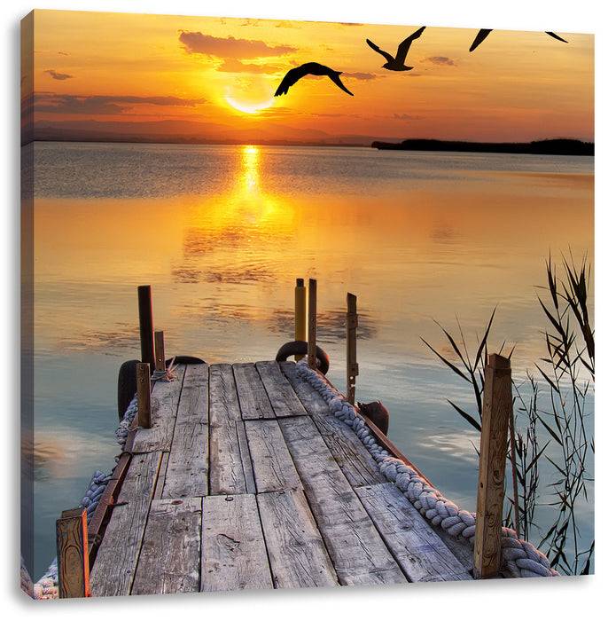 Pixxprint Steg bei Sonnenuntergang, Leinwandbild Günstig kaufen