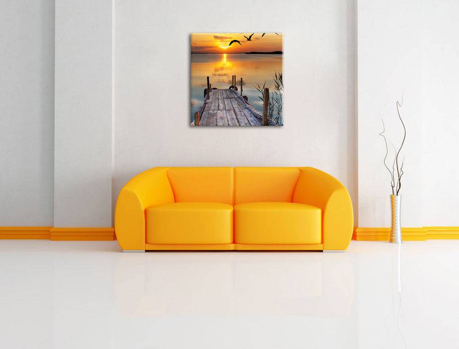 Pixxprint Steg bei Sonnenuntergang, Leinwandbild Günstig kaufen