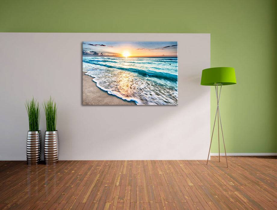 Pixxprint Meer bei Sonnenuntergang, Leinwandbild Großer Ausverkauf