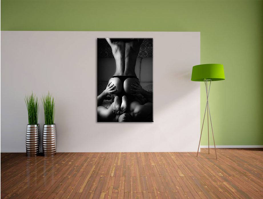 Pixxprint Erotisches Paar Kunst B&W, Leinwandbild Black Friday