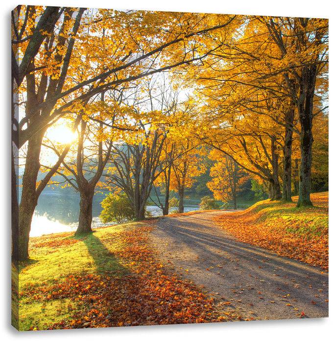 Pixxprint Sonniger Park am See, Leinwandbild Cyber Monday