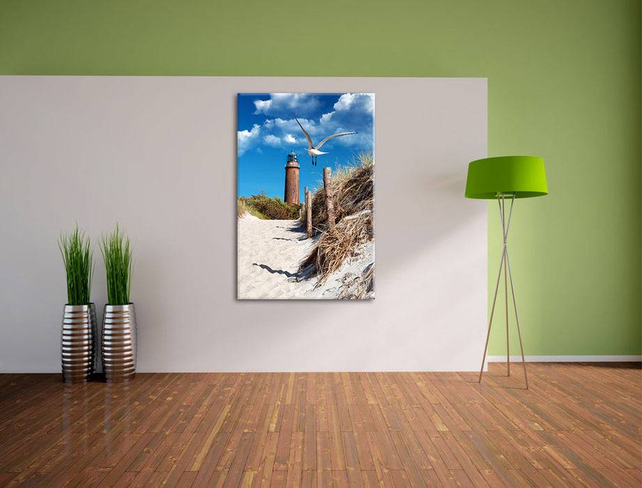 Pixxprint Schöner Leuchtturm am Strand, Leinwandbild Valentinstagsangebot