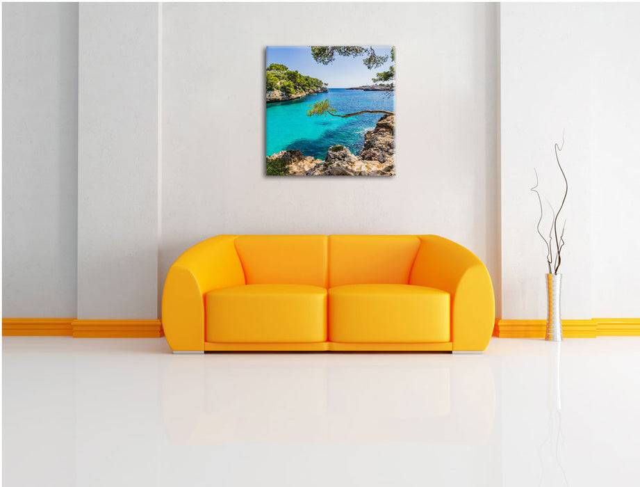 Pixxprint Mallorca Strand Bucht, Leinwandbild Lagerräumung