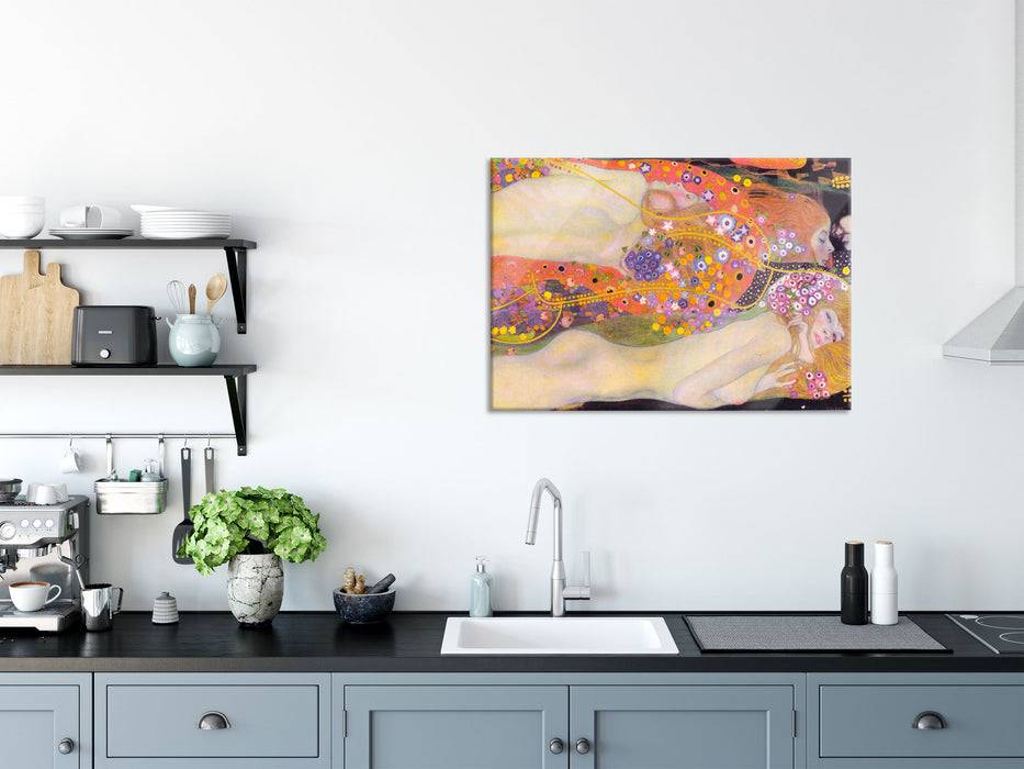 Pixxprint Gustav Klimt - Wasserschlangen II, Glasbild Heißer Verkauf