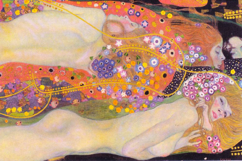 Pixxprint Gustav Klimt - Wasserschlangen II, Glasbild Heißer Verkauf