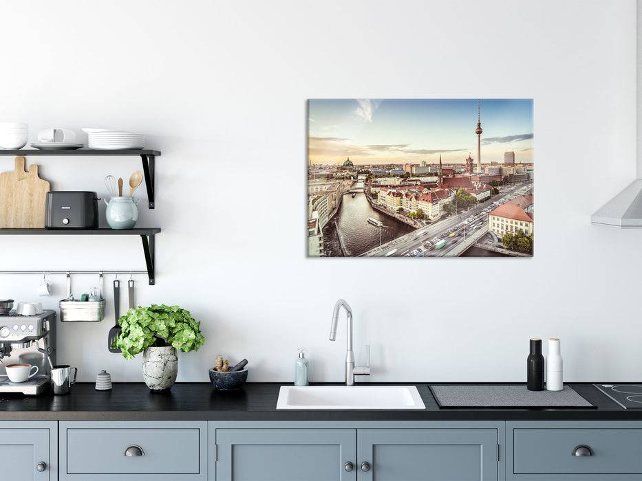 Pixxprint Skyline von Berlin, Glasbild Neuheiten