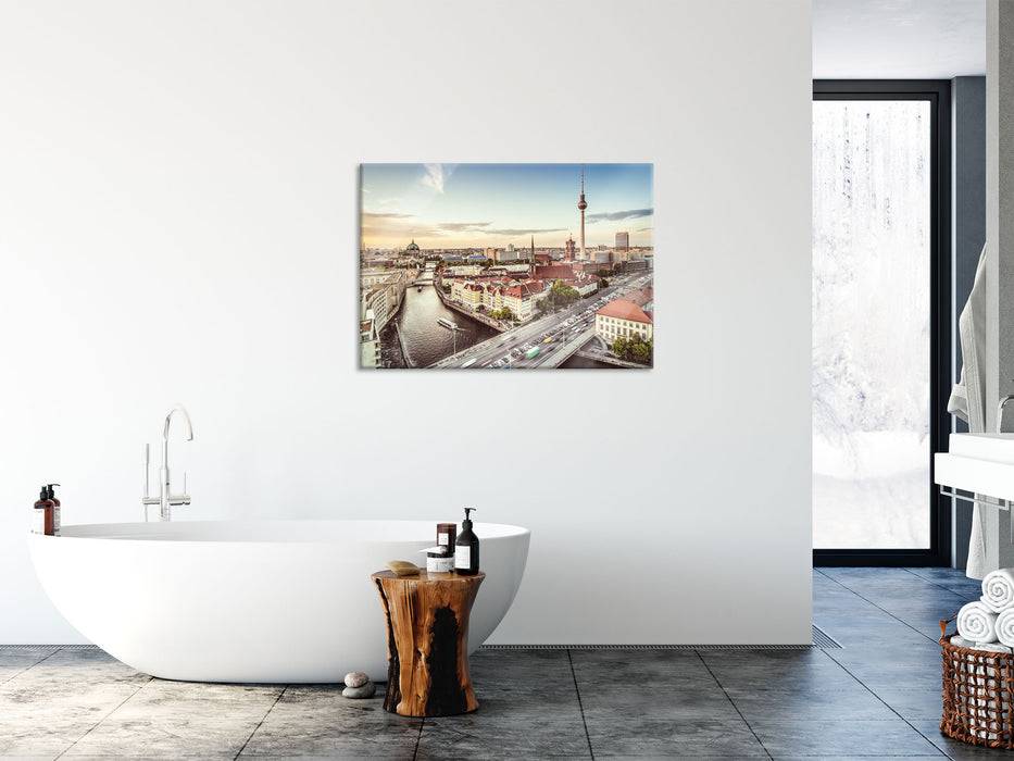 Pixxprint Skyline von Berlin, Glasbild Neuheiten