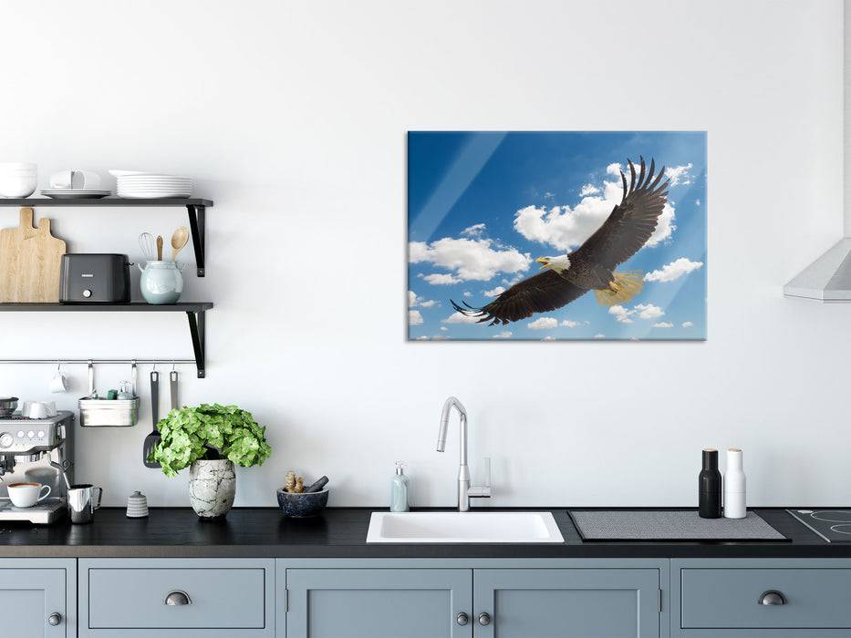 Pixxprint Adler fliegt über Berge, Glasbild Saisonale Angebote