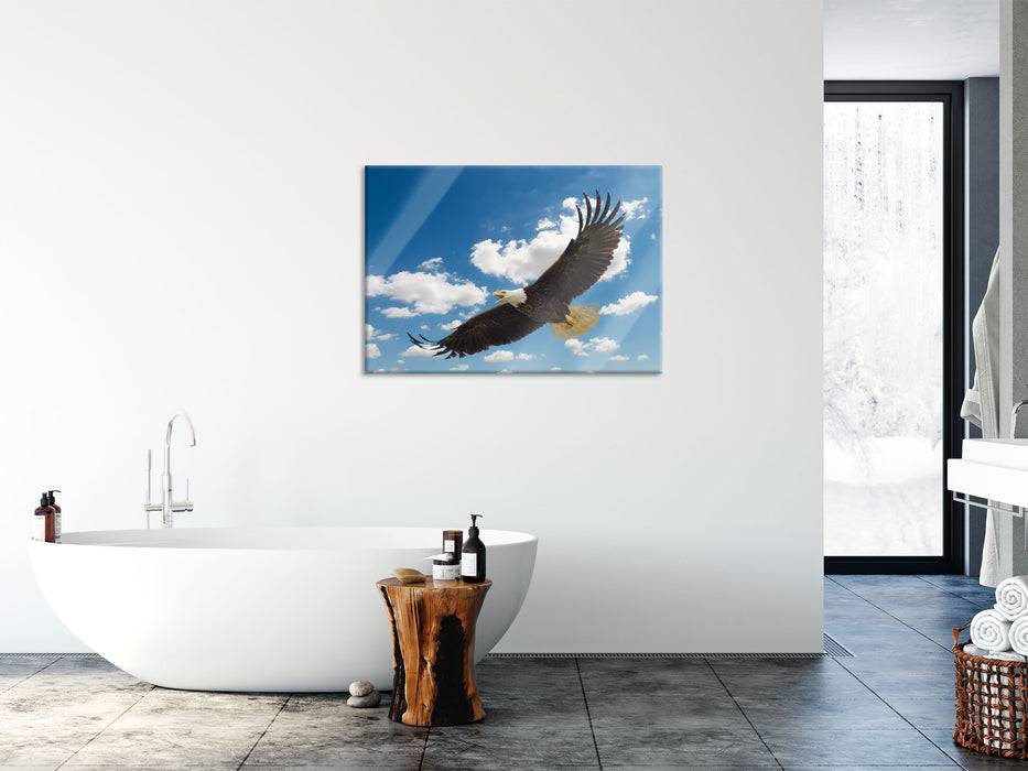 Pixxprint Adler fliegt über Berge, Glasbild Saisonale Angebote