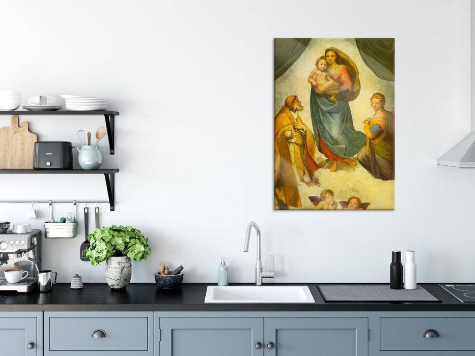 Pixxprint Raffael - Sixtinische Madonna , Glasbild Räumungsverkauf