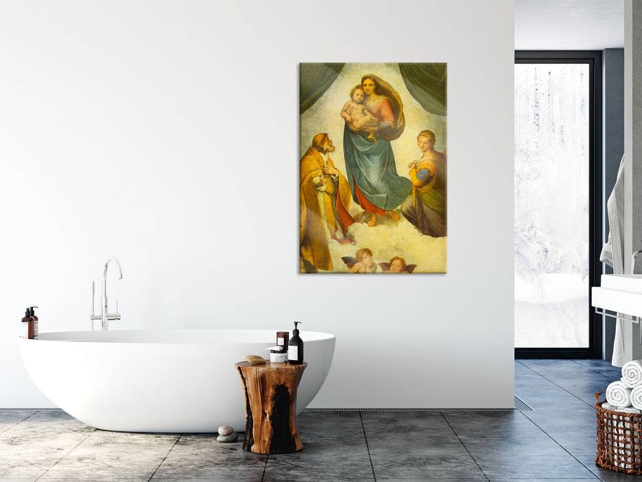Pixxprint Raffael - Sixtinische Madonna , Glasbild Räumungsverkauf