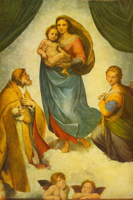 Pixxprint Raffael - Sixtinische Madonna , Glasbild Räumungsverkauf