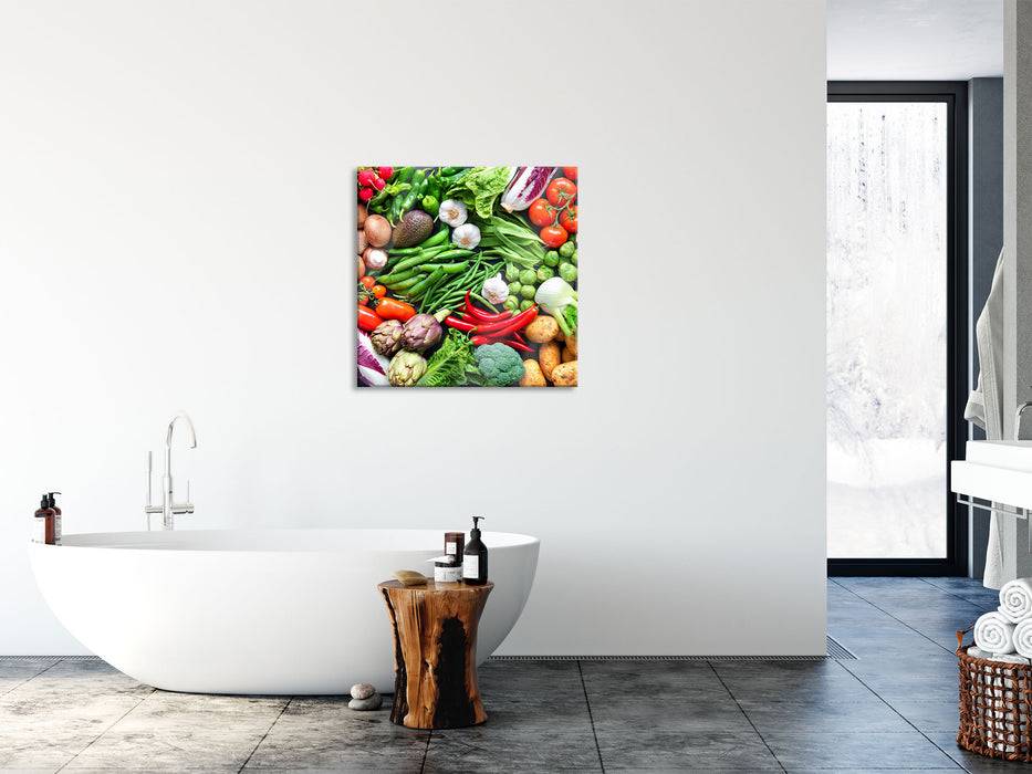 Pixxprint Bunte Gemüsemischung, Glasbild Quadratisch Tägliche Deals