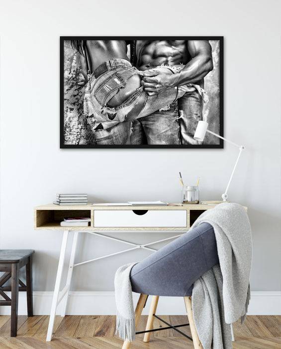 Pixxprint Sexy Pärchen Jeans, Poster mit Bilderrahmen Bis zu 55% Rabatt