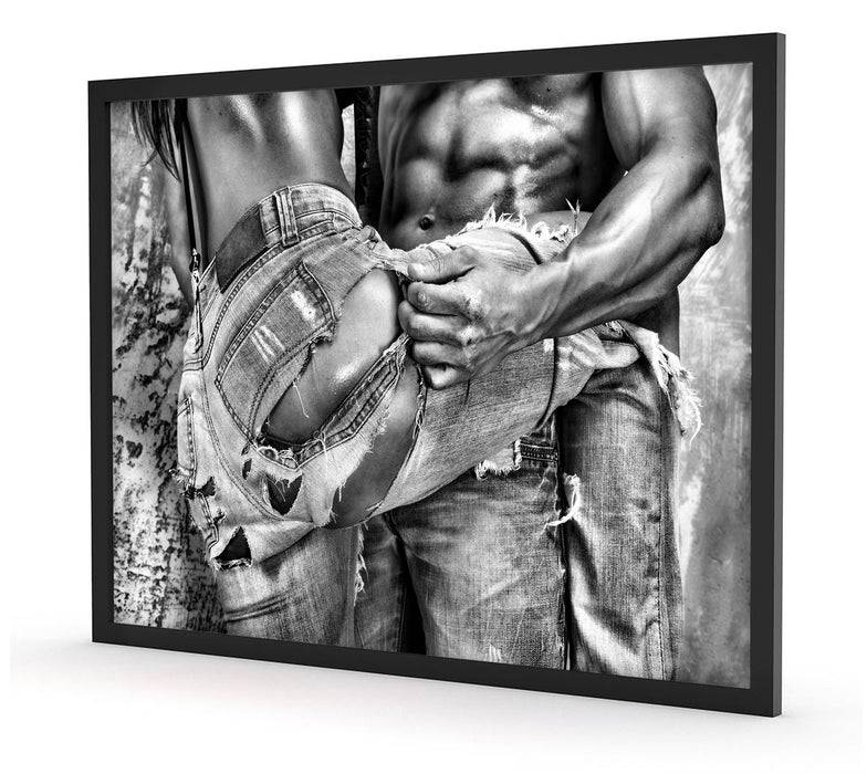 Pixxprint Sexy Pärchen Jeans, Poster mit Bilderrahmen Bis zu 55% Rabatt