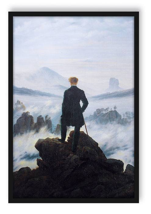 Pixxprint Caspar David Friedrich - Wanderer über dem Nebelmeer, Poster mit Bilderrahmen