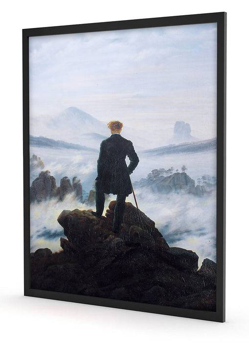 Pixxprint Caspar David Friedrich - Wanderer über dem Nebelmeer, Poster mit Bilderrahmen Riesige Rabatte