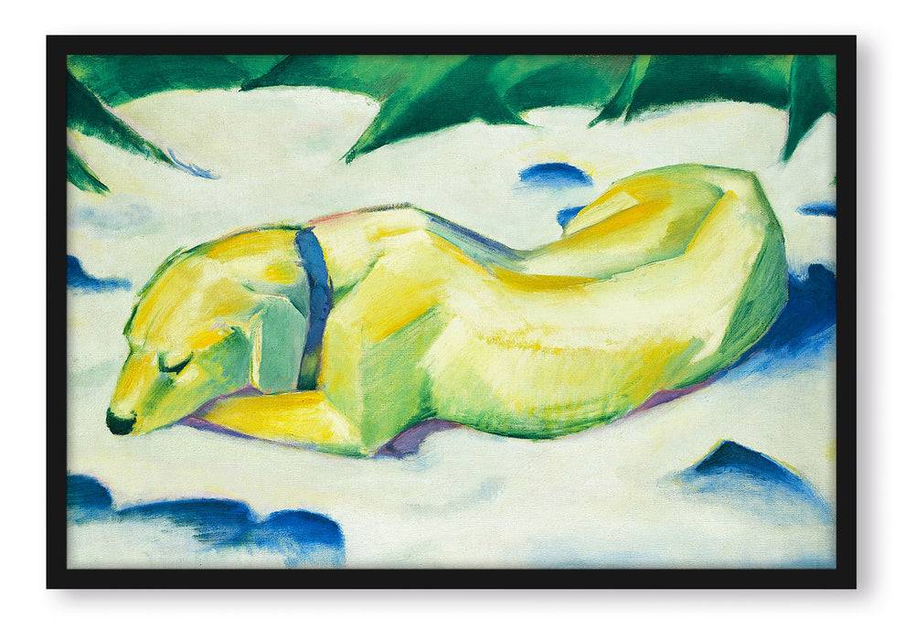 Pixxprint Franz Marc - Liegender Hund im Schnee, Poster mit Bilderrahmen