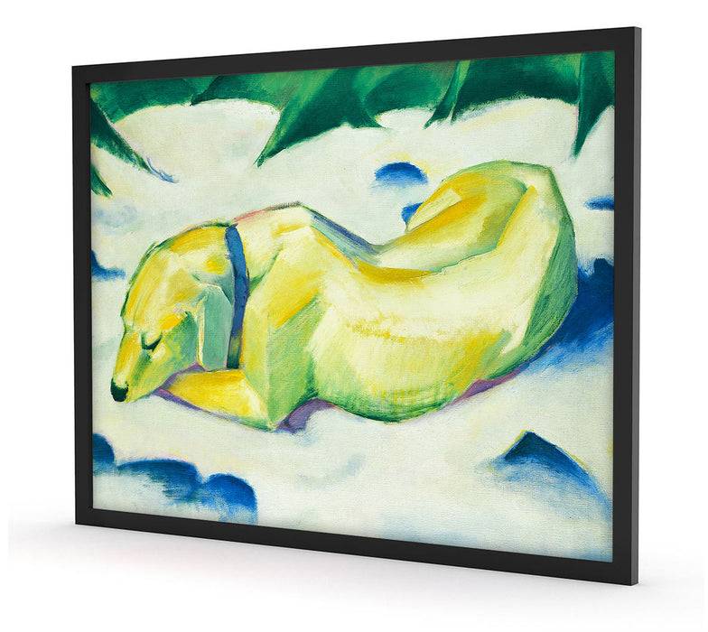 Pixxprint Franz Marc - Liegender Hund im Schnee, Poster mit Bilderrahmen 50% Rabatt mit kostenlosem Versand