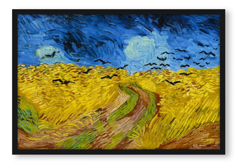 Pixxprint Vincent Van Gogh - Weizenfeld mit Krähen, Poster mit Bilderrahmen