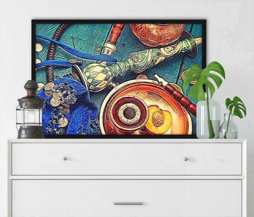 Pixxprint Shisha mit Aprikose, Poster mit Bilderrahmen Black Friday Preise
