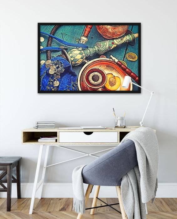 Pixxprint Shisha mit Aprikose, Poster mit Bilderrahmen Black Friday Preise