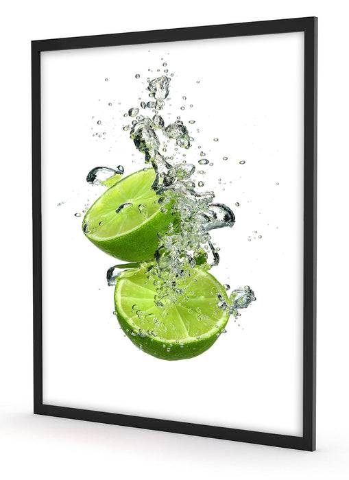 Pixxprint Limette fällt in das Wasser, Poster mit Bilderrahmen Im Verkauf