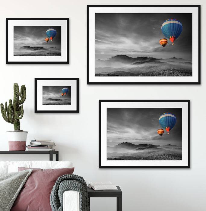 Pixxprint Heißluftballons über den Alpen, im Galerie-Passepartout Bilderrahmen Meist gekauft