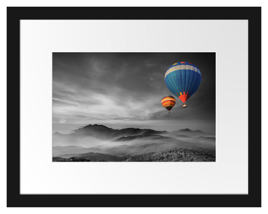 Pixxprint Heißluftballons über den Alpen, im Galerie-Passepartout Bilderrahmen Meist gekauft