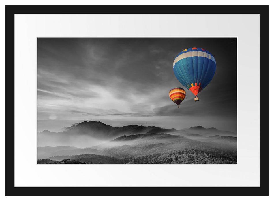 Pixxprint Heißluftballons über den Alpen, im Galerie-Passepartout Bilderrahmen Meist gekauft