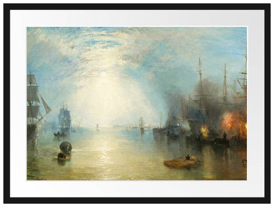 Pixxprint William Turner - Keelmen Heaving in Coals by Moonlight, im Galerie-Passepartout Bilderrahmen Versandkostenfrei
