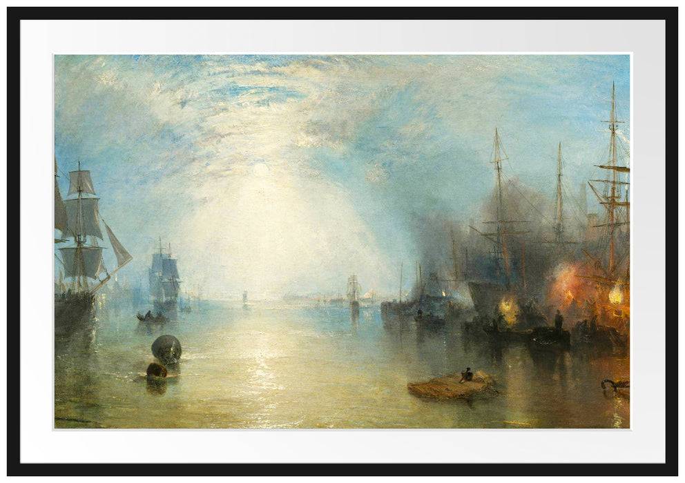 Pixxprint William Turner - Keelmen Heaving in Coals by Moonlight, im Galerie-Passepartout Bilderrahmen Versandkostenfrei