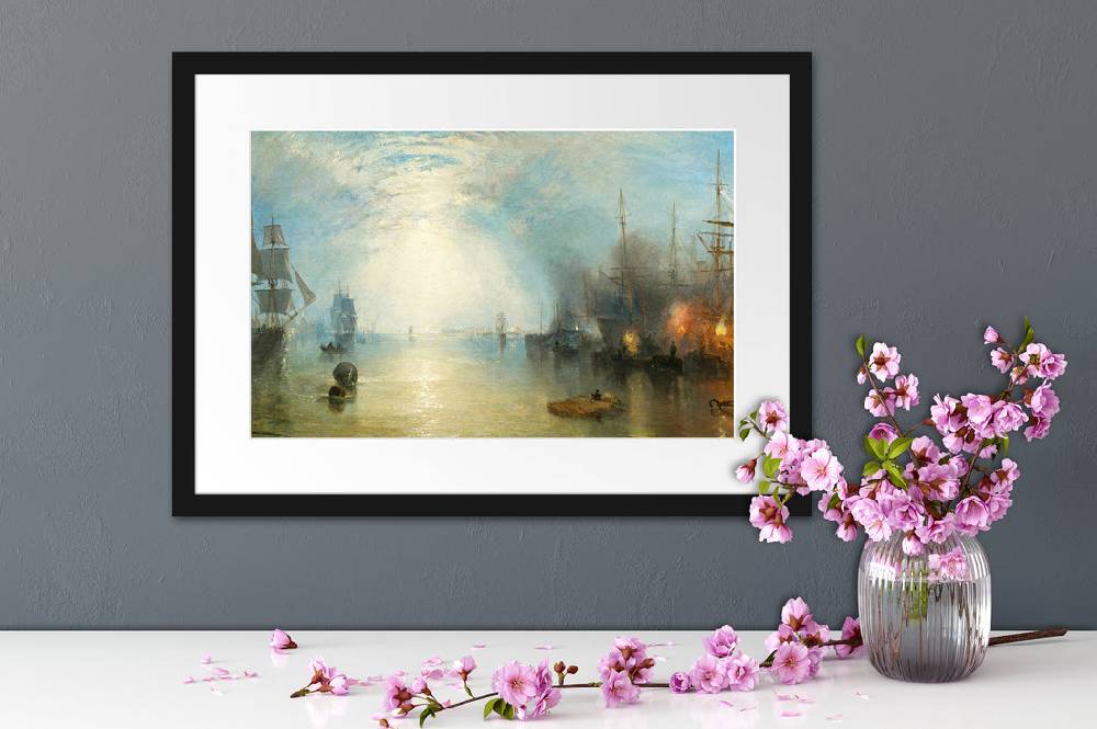 Pixxprint William Turner - Keelmen Heaving in Coals by Moonlight, im Galerie-Passepartout Bilderrahmen Versandkostenfrei