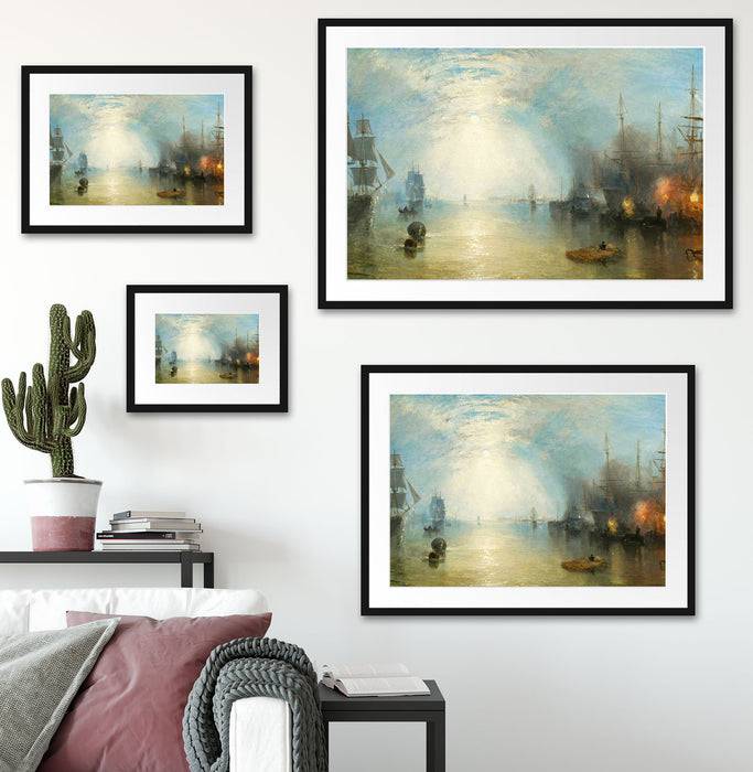 Pixxprint William Turner - Keelmen Heaving in Coals by Moonlight, im Galerie-Passepartout Bilderrahmen Versandkostenfrei