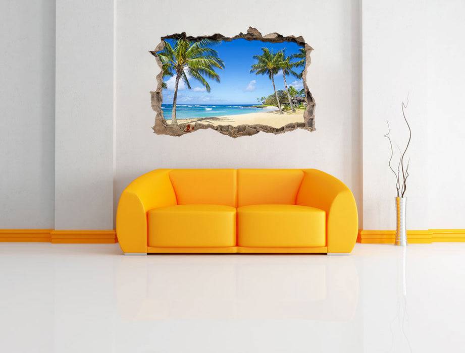 Pixxprint Wunderschöner Strand mit Palmen, 3D Wandtattoo Räumungsverkauf