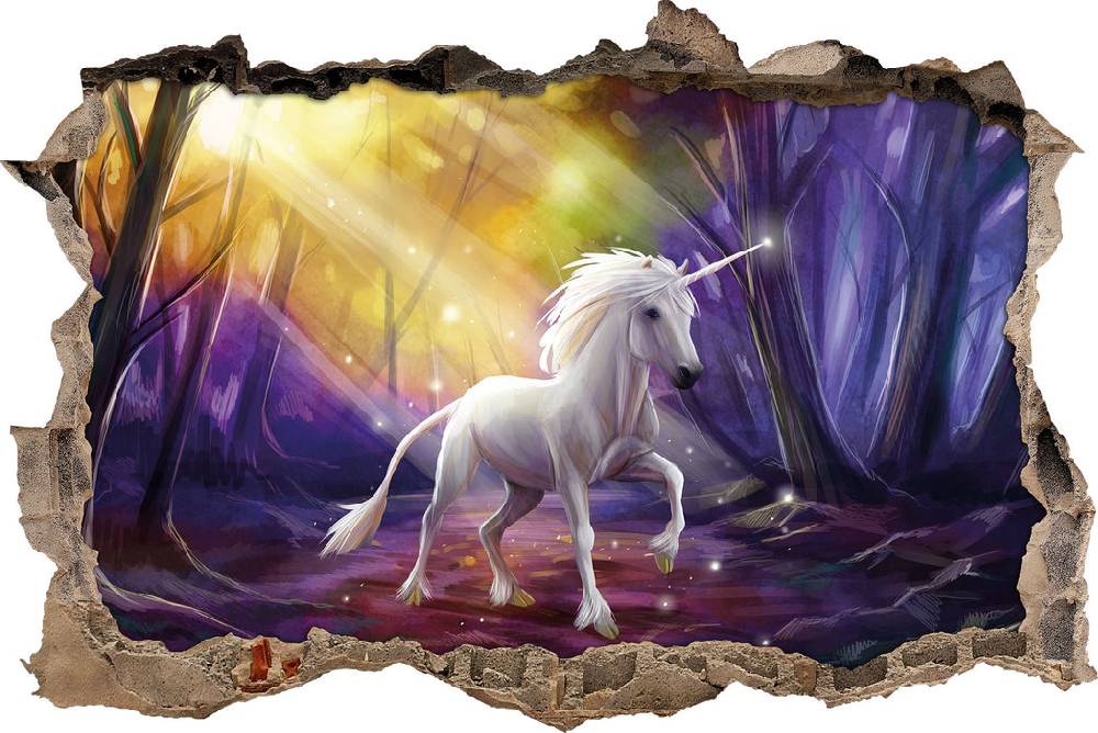 Pixxprint Einhorn im Märchenwald, 3D Wandtattoo