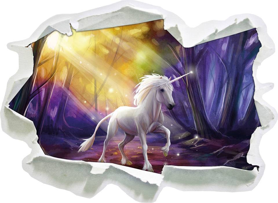 Pixxprint Einhorn im Märchenwald, 3D Wandtattoo Kauf eins, bekomm eins gratis