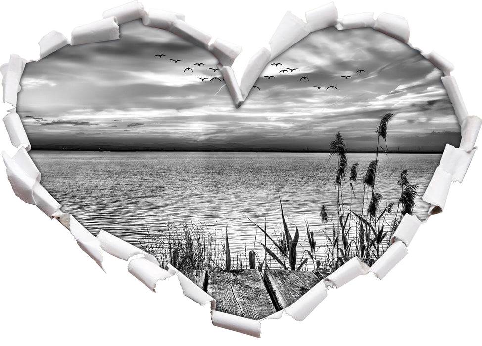 Pixxprint Steg mit Ausblick aufs Meer B&W, 3D Wandtattoo Tägliche Deals