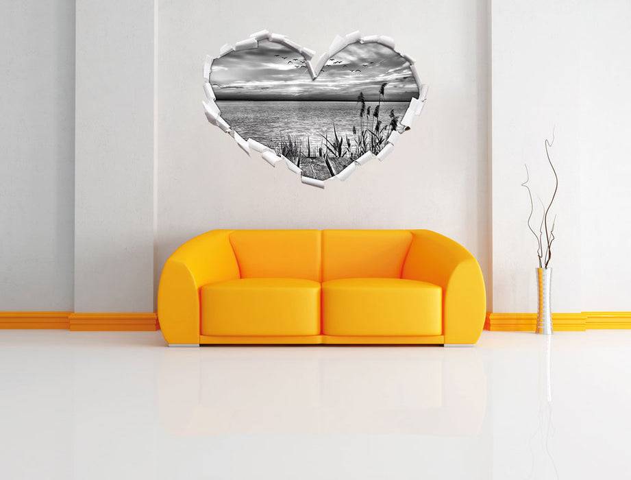 Pixxprint Steg mit Ausblick aufs Meer B&W, 3D Wandtattoo Tägliche Deals