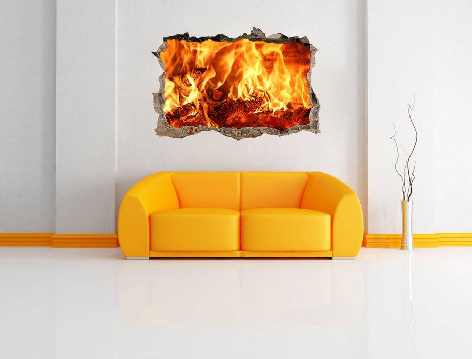 Pixxprint Gemütliches Holz im Feuer, 3D Wandtattoo Kostenlose Rückgabe