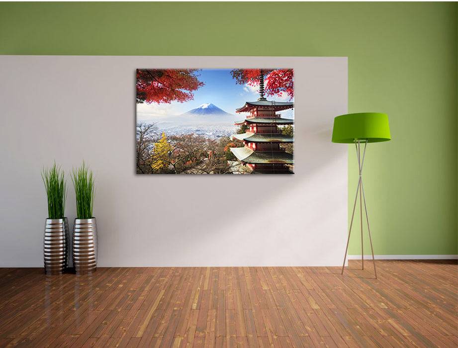 Pixxprint Japanischer Tempel im Herbst, Leinwandbild Super Rabatt