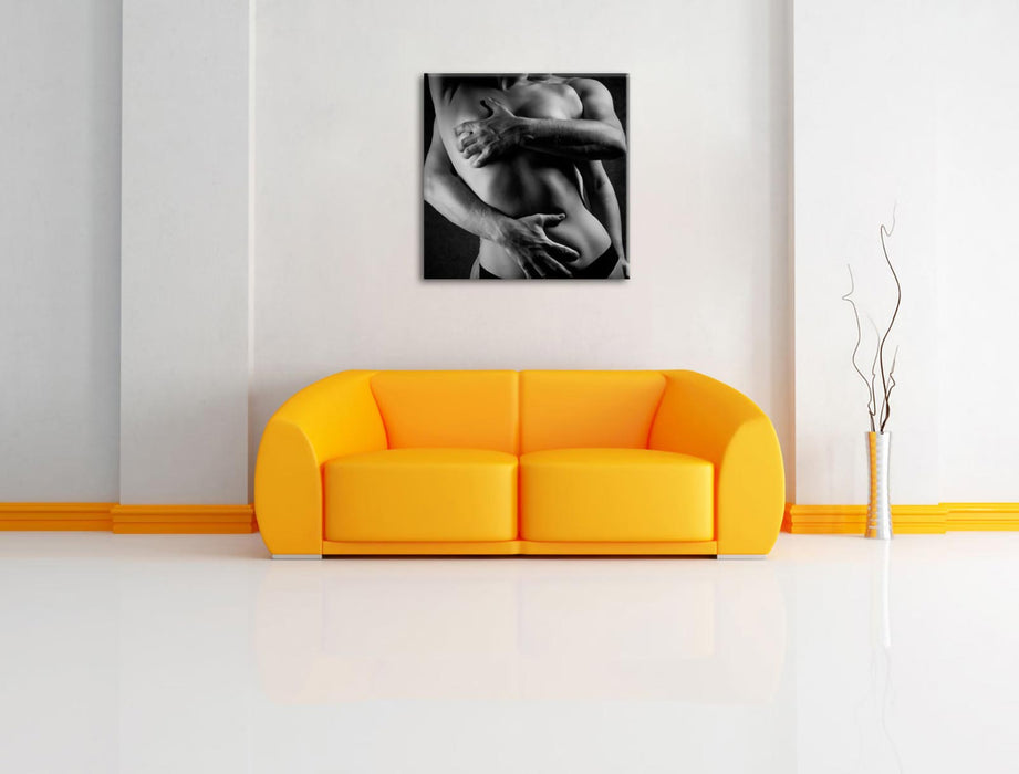 Pixxprint Sinnliche Umarmung von hinten nackt, Leinwandbild 50% Rabatt mit kostenlosem Versand