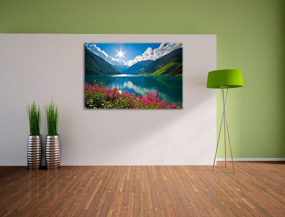 Pixxprint Blumenwiese See, Leinwandbild Fabrikladen