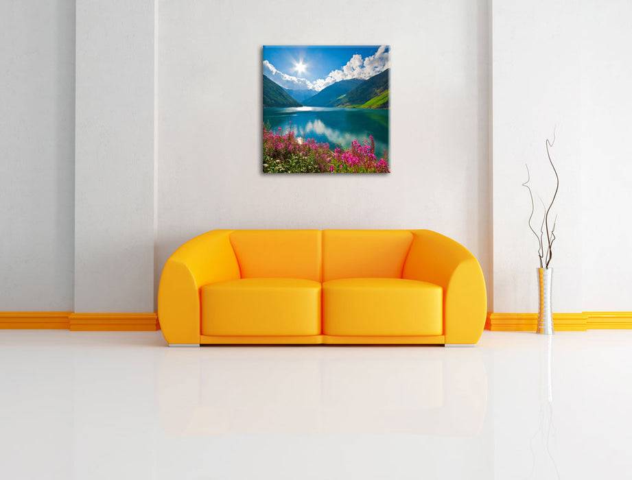 Pixxprint Blumenwiese See, Leinwandbild Fabrikladen