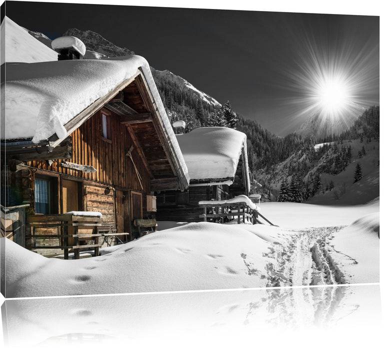 Pixxprint Alpenhütten, Leinwandbild