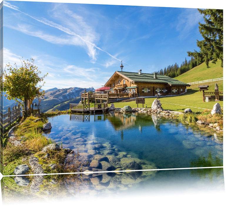 Pixxprint Schönes Haus in den Alpen, Leinwandbild