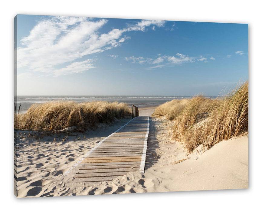 Pixxprint Weg zum Strand durch die Dünen, Leinwandbild