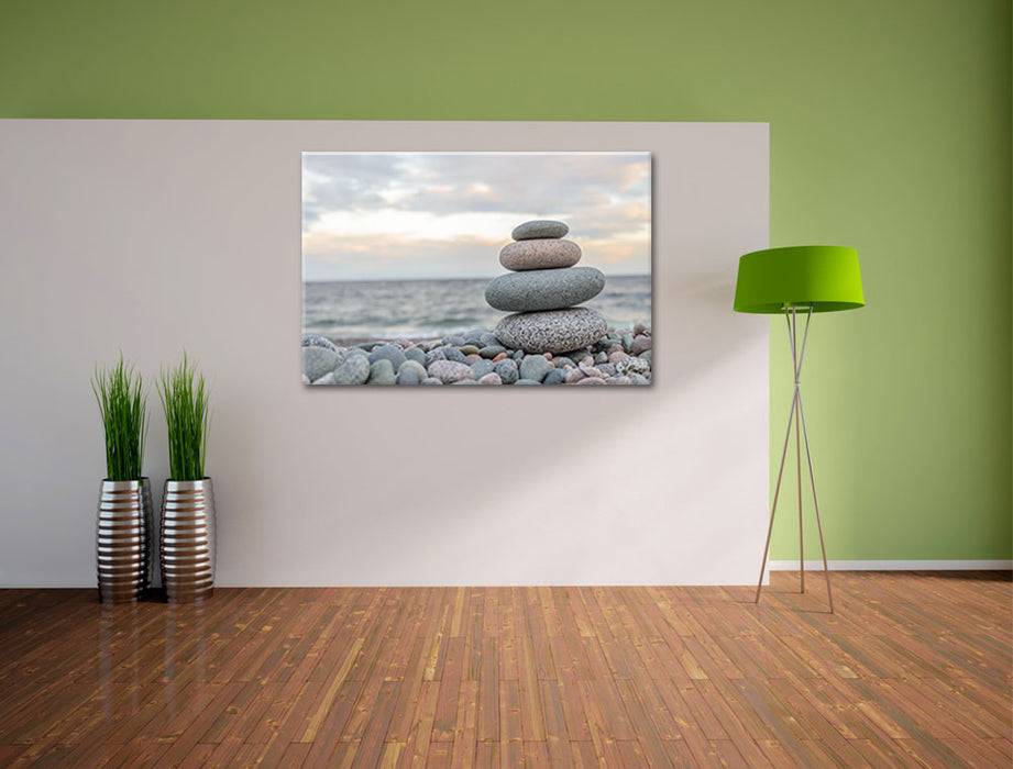 Pixxprint Steinturm am Strand, Leinwandbild Limitierter Zeitrabatt