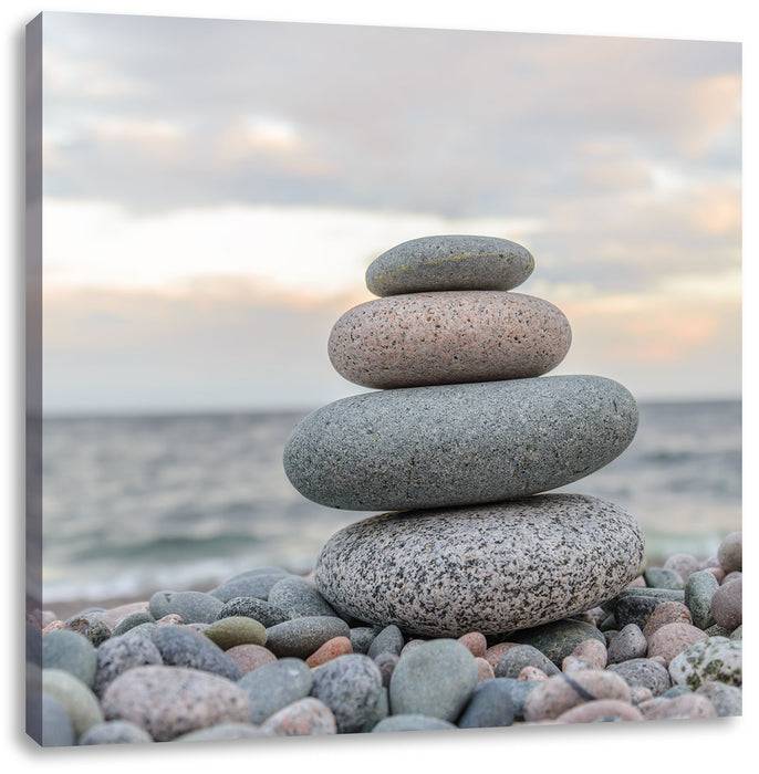 Pixxprint Steinturm am Strand, Leinwandbild Limitierter Zeitrabatt